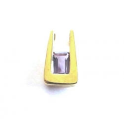 14Kt Yellow Gold Emerald Cut Amethyst Pendant (1.60gr)